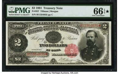 20058: Fr. 357 $2 1891 Treasury Note PMG Gem Uncirculat