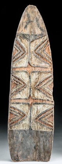 20th C. Papua New Guinea Painted Wood Shield