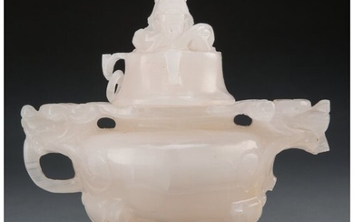 25058: A Chinese Carved Hardstone Tripod Censer 6 x 6-1