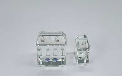 2pc Swarovski Silver Crystal Figurines, City Houses