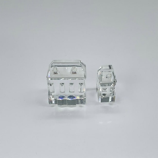 2pc Swarovski Silver Crystal Figurines, City Houses