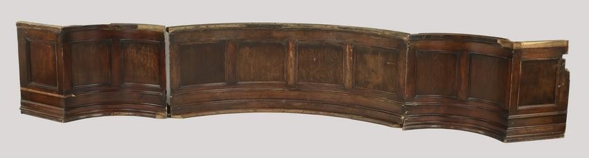 (3) Curved walnut architectural panels, 142"w