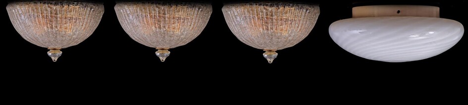 (-), 3 clear glass ceiling lamps in the...