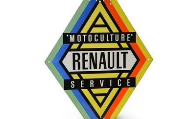 Renault Motoculture Service Double-Sided Porcelain Sign