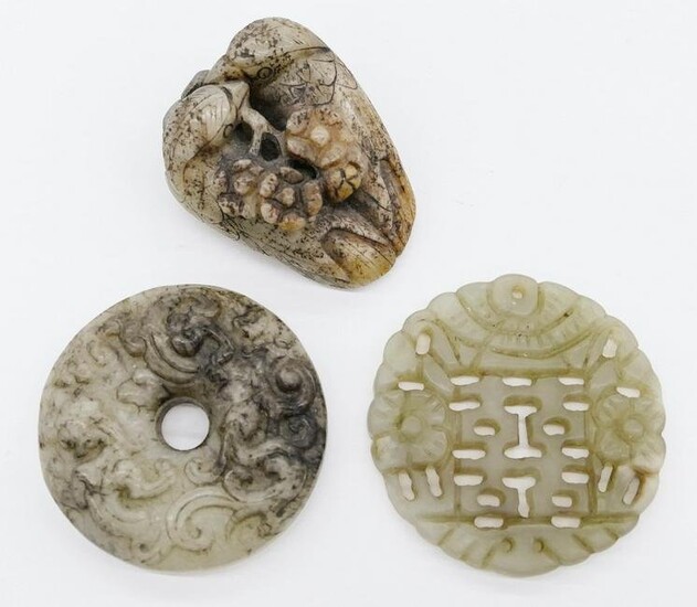 3pc Chinese Qing Jade Carvings