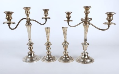 (4) Gorham weighted sterling candlesticks & inserts