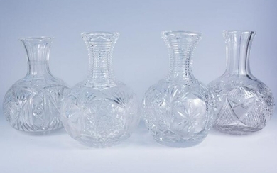 4 Similar Antique ABP Cut Glass Water Carafes