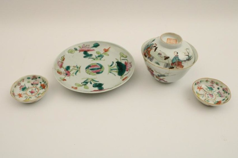 4 pc lot of Chinese Qing dynasty porcelain