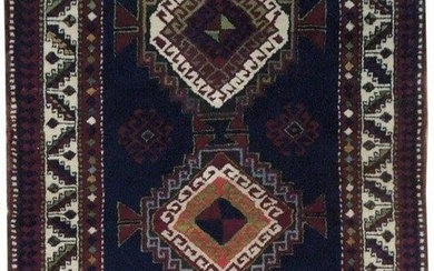 4 x 7 Navy Blue Antique Caucasian Kazak Rug