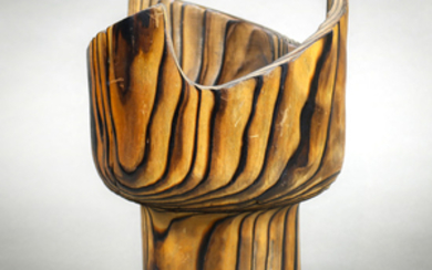 Japanese Cryptomeria Wood Carved Ikebana Vase