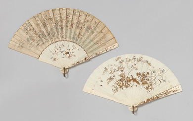 Two ivory export fans. Around 1880