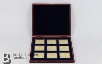 50 Year polished gold-plate decimalisation ingots, florin, farthing, half...