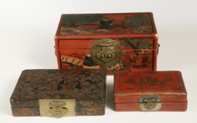(3) SMALL CHINESE LACQUERED BOXES