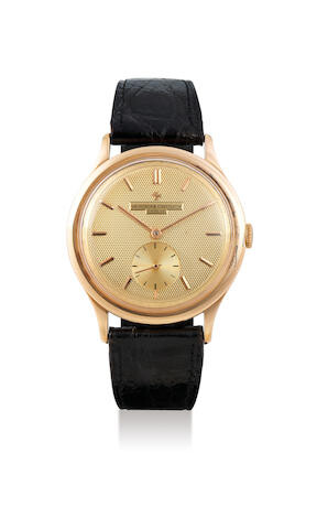 Vacheron Constantin. A Rare Oversized Pink Gold Wristwatch with Champagne Gilt Textured Dial