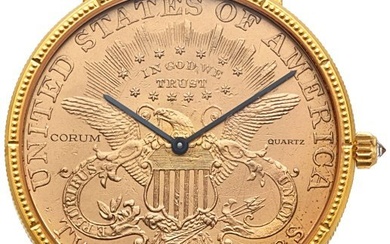 54058: Corum, 18k Yellow Gold $20 Coin Watch Case: 35