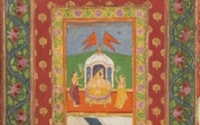 An album page: Ganesha enthroned, Provincial Mughal...