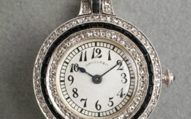 Art Deco Drecier & Co 18K Gold Diamonds Onyx Watch