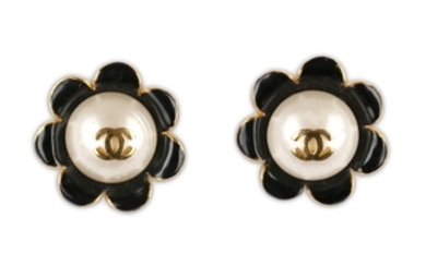 Chanel Flower Head Earrings, 1960s, gilt mounts with...