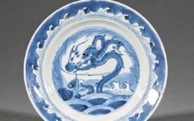 Chinese Export Porcelain Dragon-Fish Plate