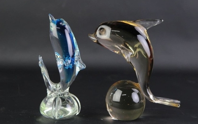 Coloured Glass Dolphins H:17cm