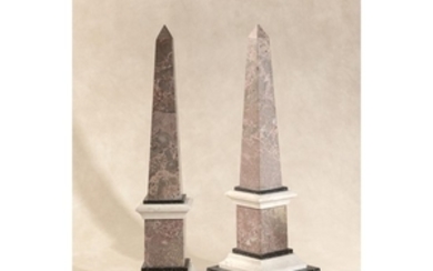 A pair of Continental marble models of obelisks