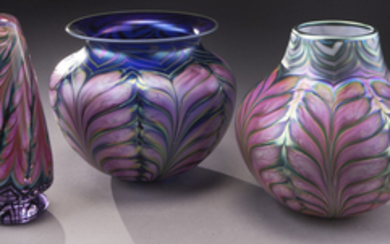 (3) Daniel Lotton art glass vases