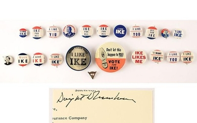 Dwight D. Eisenhower Campaign Buttons and Signature