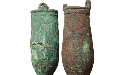 A pair of Egyptian bronze situlas, Late Period