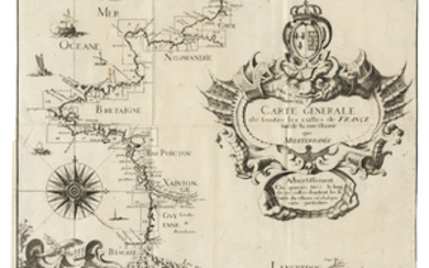 FER, Nicolas de (1646-1720). Les costes de France sur l'océan et sur la mer mediterranée. Paris: Nicolas de Fer, 1690.