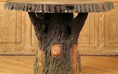 FRENCH STONE FAUX BOIS GARDEN TABLE TREE TRUNK