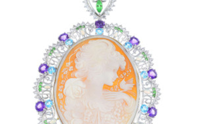 A gem-set cameo pendant. View more details