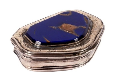 A George II silver and aventurine glass snuff box