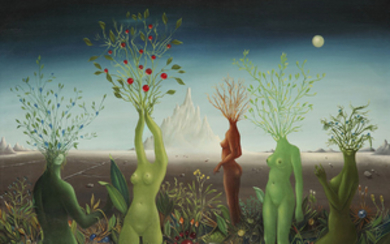 Georges Spiro (1909-1994) Cinq femmes arbres, 1972 Oil on canvas;...