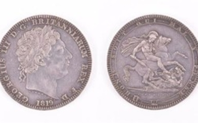 GEORGE III, 1760-1820. CROWN, 1819 LIX Obv: Laureate head right. Rev: St George and dragon within garter. AUNC, once cleaned....