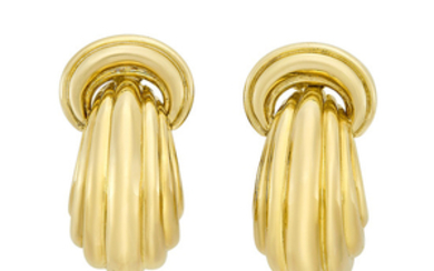 Pair of Gold Doorknocker Hoop Earrings, David Webb