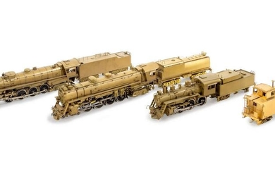 A Group of Three Brass HO-Gauge Locomotive and Tenders