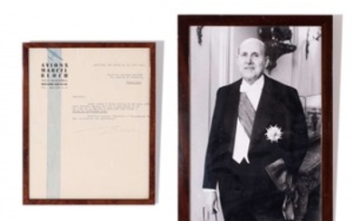 Marcel DASSAULT né Marcel Ferdinand BLOCH 1892 - 1986 Lettre et portrait en noir et blanc
