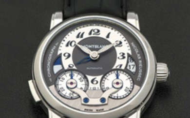 MONTBLANC NICOLAS RIEUSSEC REF. 7138 CHRONOGRAPH STEEL A very fine self-winding stainless steel wristwatch with single button chronograph, night/day indicator and date.
