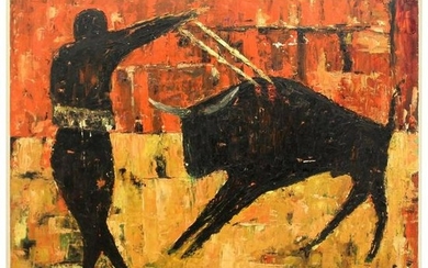 R. Sanke The Matador Expressionist Acrylic on Wood