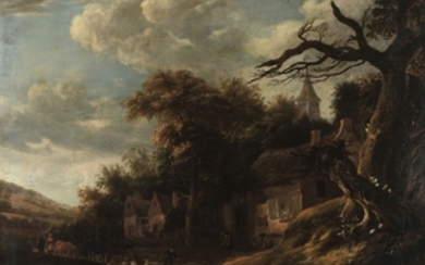 Scuola fiamminga del XVII secolo, Paesaggio con pastori