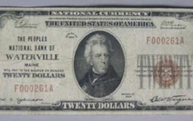 Twenty Dollar U.S. Note from The Peoples National Bank