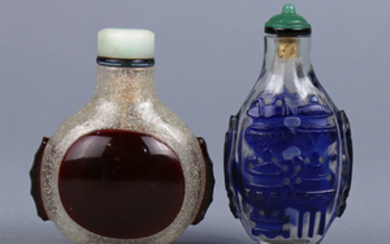 Two Chinese Overlay Glass Snuff Bottles