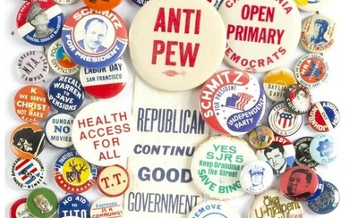 60 Antique Vintage Political and Other Subjects Buttons