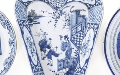 A Dutch Delft blue and white heart-shaped dish, circa 1690-1700