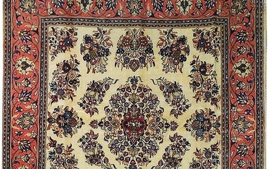 7 x 7 Off White Fine Persian Sarouk Rug