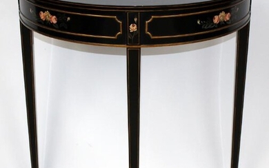 Maitland Smith black lacquered demi-lune console table