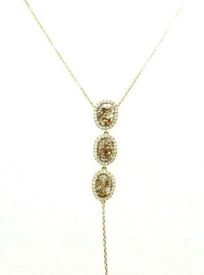 750 18K Rose Gold Diamond Y Chain Necklace