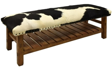 POTTERY BARN 'CADEN' COWHIDE UPHOLSTERED BENCH