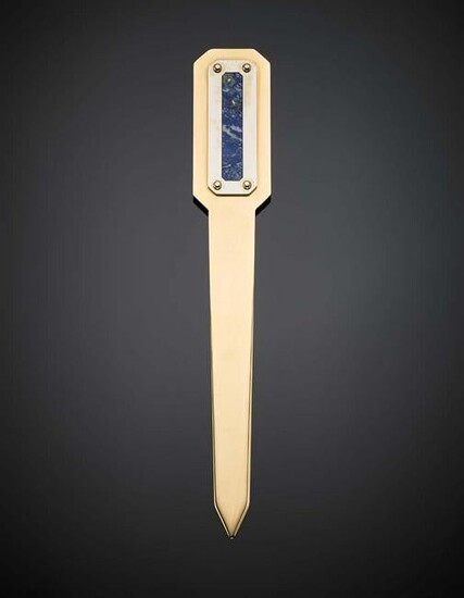Yellow gold and lapis lazuli paper knife, g 117.90