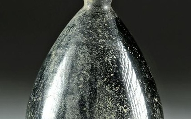 7th C. Islamic Glass Vase - Jet Black